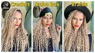 Super Light Weight Crochet Boho Box Braids | Blonde Human Hair Deep Wave Curls | Ft.@LockBraids