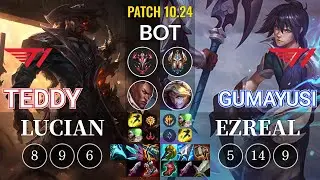 T1 Teddy Lucian vs T1 Gumayusi Ezreal Bot - KR Patch 10.24