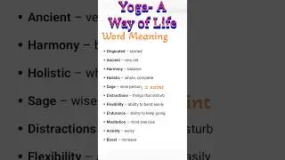 Yoga- A Way of Life#wordmeaning#class6NCERT#CBSC#ENGLISH#poorvibook