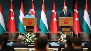 Cumhurbaşkanı Erdoğan, Macaristan Cumhurbaşkanı Novak ile ortak basın toplantısında konuşuyor