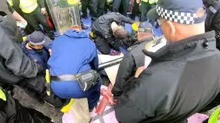 Extinction Rebellion Activists chain themselves to road London 08/10/2019