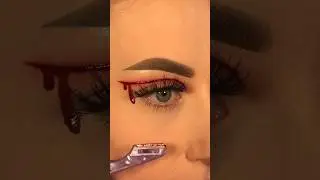Trying Fake blood eye liner now  that's a cut crease, Check Description For Products Used.