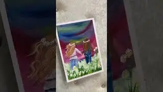 Friendship painting 👯&zwj;♂️ #acrylic #shorts #shortyoutube #creative #friendship #girl #flowers #sky