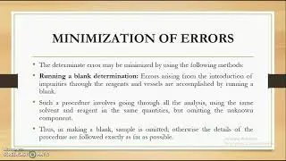 Minimization of errors Part 1