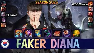 T1 Faker DIANA vs GRAGAS Mid - Patch 25.16 KR Ranked | lolrec