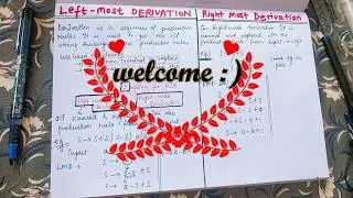 Lecture 8 Leftmost Derivation , Rightmost Derivation and PARSE Tree