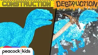 Carving + SMASHING a Velociraptor Ice Sculpture! | JURASSIC WORLD'S CONSTRUCTION DESTRUCTION