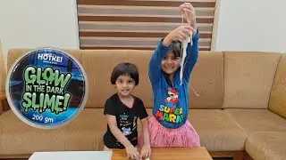 Kids’ Favorite Night Activity | Glowing Slime Play with Dad ✨| Unboxing surprise