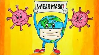 How to draw corona virus awareness poster wear mask with oil pastels for beginners || ART BROS ||
