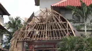 Bali.How to build a straw roof.