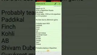 BLR vs RAJ - IPL Match