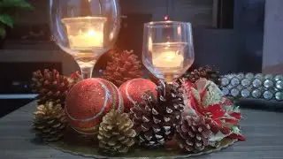 Arranjo  de Natal  para mesa com Taças !!🎅 #Natal# Mesa#sala #ambiente #decoração,