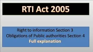 RTI Act 2005 chapter Section 3 and Section 4