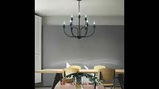 OUKANING Height Adjustable Retro Farmhouse Metal Chandelier 9 Light Candle