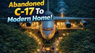 Building House Inside an Abandoned C-17 in the Deep Forest (Full ASMR Process)!