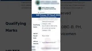WB TET 2024 Result (Out) Download West Bengal Primary TET Score Card @ wbbpeonline.com#jobsearch