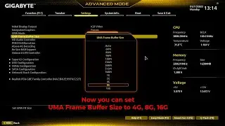 Gigabyte A520M H - how change VRAM up to 4GB, 8GB or 16GB