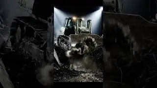 Night Shift Power: Bulldozer Crushing & Clearing Debris 🌙
