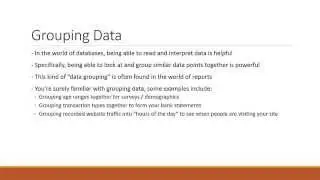 Beginner SQL - 21 - Grouping - Part 1