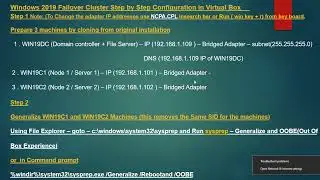 SQL server - DBA - Windows Server failover Cluster configuration Full