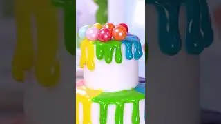 Amazing 2 Tier Melt Rainbow Cake Decorating🌈  Satisfying ASMR | Mini Cake #shorts #asmr #miniature