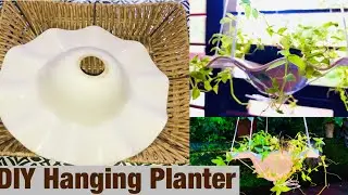 Hanging Planter with old lamp shade/ DIY Indoor planter / Reuse of old lamp shade