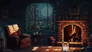 Mild Storm In A Warm Pixel Stone Room - 3 Hours Rain & Thunder Sounds For Peaceful Sleep