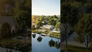 Дом мечты у реки со своим пирсом😍 #construction #interiordesign #home #строительство #ai #timelapse