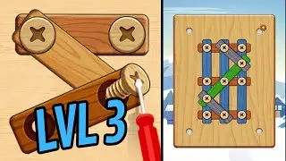 🏅 WOOD SCREW PUZZLE 🤪 Level 3 🧩 Gameplay Walkthrough - REMASTERED
