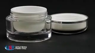 30mL Clear Acrylic/White Polypropylene Silver Trim Round Jar-Cap & Liner | U.S. Plastic Corporation&reg;