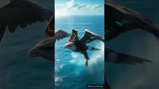 A Man Rides A Giant Hybrid Creature #ai #aiart #mythic #hybrid #animals #shorts #youtubeshorts