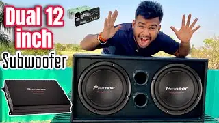 Double subwoofer cabinet for extreme power full bass sound test with dual mono inbuilt amplifier