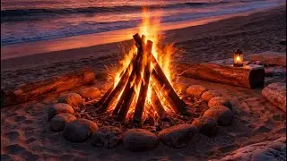 4K Beach Bonfire
