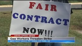 Kansas Gas Service workers stage protest for better healthcare, fair wages