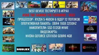 Тесты в 33 играх Asus TUF Gaming F15 FA506IHR Ryzen 5 4600H 16GB GTX1650