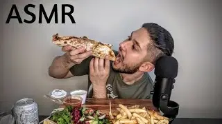 ASMR TURKISH LAHMUCUN WITH LAMB AND CHICKEN + GARLIC FRIES | MUKBANG *REAL EATING SOUNDS*