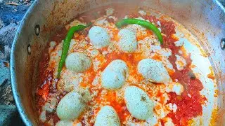 Rustic Omelette Recipe in Nature | Cooking with Fire & Fresh Local Ingredients