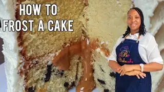 CAKE DECORATING for BEGINNERS - How to trim, fill and frost a Cake| Beginner Basics.