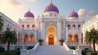 Inside the Royal Palace of Dreams | Golden Luxury Mansion with Purple Domes in 8K