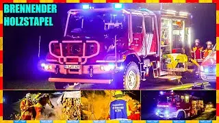🚒 Zetros TLF beim Brand 🔥 Feuerwehr Filderstadt löscht brennenden Holzstapel  🚒 Brandstiftung