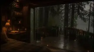 Gentle Heavy Rain for Sleep on a Cozy Cabin | Cozy Cabin Rain Ambience