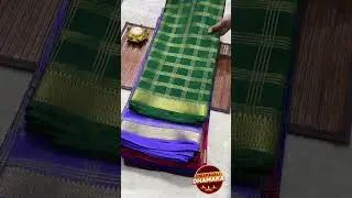 Pure Crepe Mysore Silk Saree in 4 lines checks Border with Self Colors | 120 GSM | +91 9148735430