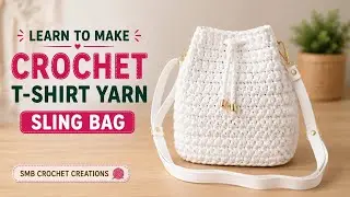 T-Shirt Yarn Drawstring Bag | Crochet Sling Bag | Crochet Bag 