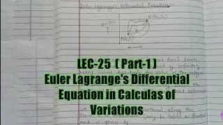 II Euler Lagrange's Differential Equation II Calculus of Variations in Hindi