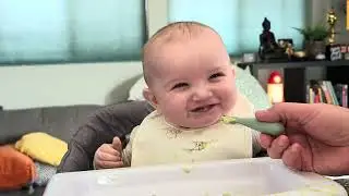 Marlowe's First Solid Feeding! Age: ~Six Months. Featured Entree: The World's Blandest Guacamole 