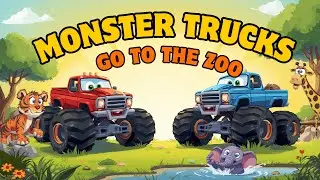 Monster Trucks Go to the Zoo | Fun Animal & Vehicle Song by DodoVerse for Kids