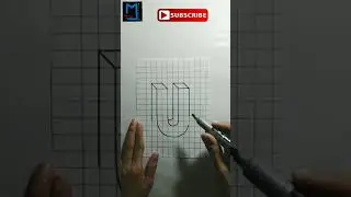 3D Drawing | 3D letter U | letter U in 3D | how to draw letter U in 3D | Alphabets in 3D | 3D letter