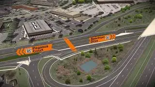 Highway construction on off ramp animation