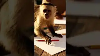 The Little Artist 🐒 | A Capuchin Monkey&rsquo;s Peaceful Painting Moment.