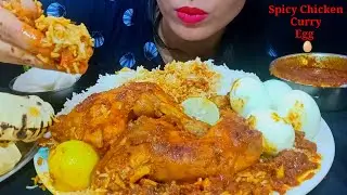 Eating Spicy Chicken Curry with Rice, Boiled Eggs | Indian Food Eating Video | Foodie JD